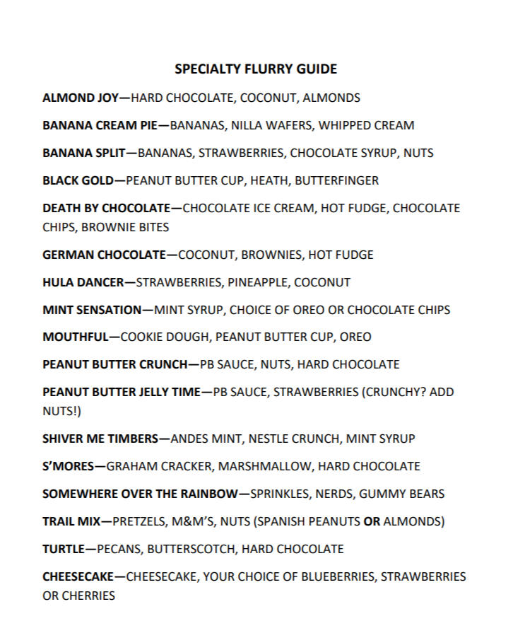 specialty flurries
