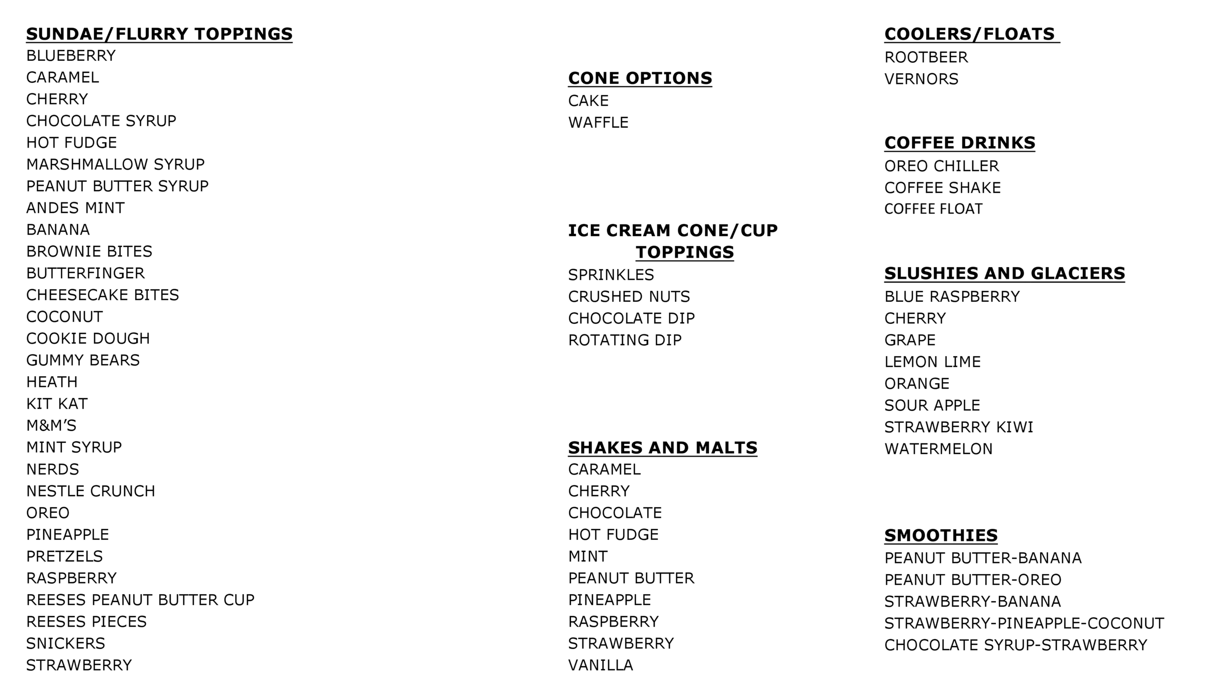 toppings list